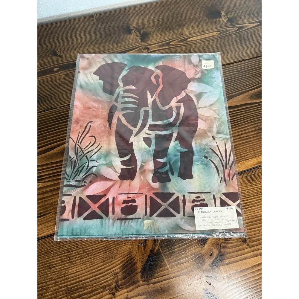 Vintage South African Hand Dyed & Painted Tie Dye Safari‎ Tapestry Cloth 30x30